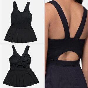 Women Lululemon City Tank Black Top Peplum Pleat Medium Coverage Black Size 10